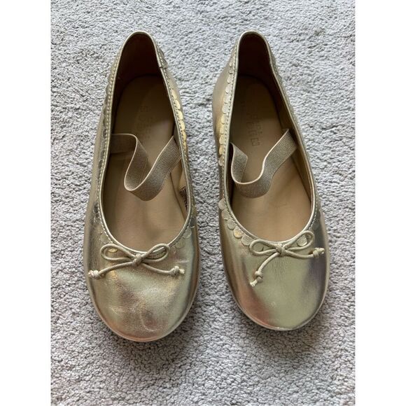 NEW Mini Boden Leather Ballet Flats Gold Metallic, $70 Sz 13c - Picture 3 of 9
